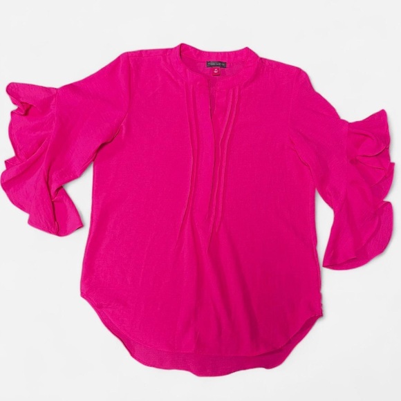 Vince Camuto Hot Pink Ruffle-Sleeve Blouse - Picture 7 of 7